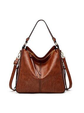 Large Hobo Crossbody Bag for Women, Vegan PU Leather Shoulder Purse with Multi